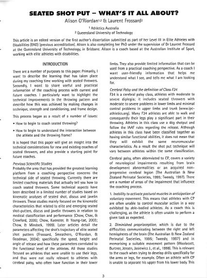 Ali_ORiordan's tweet photo. Always a nice feeling to see your work in print. An update on my work since my initial paper written some 14 years ago which is still read widely today. Coaching is a journey 🇦🇺 🇬🇧 🇮🇪 #SeatedShotPut #NewPerspectives #Biomex #ParaCoaching https://t.co/LQyuTzrloy