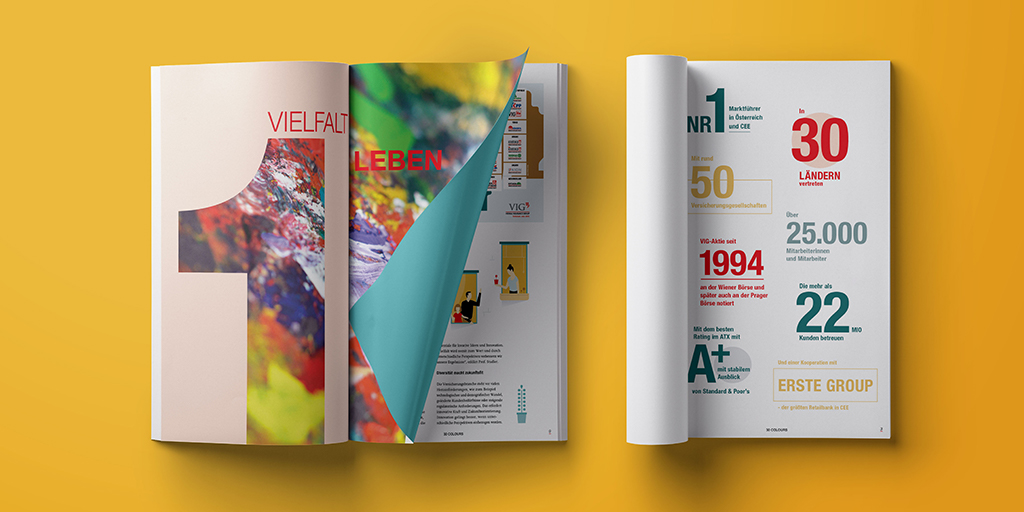 KTHETeamFarner's tweet photo. „30 Colours“ für 30 Märkte. Das neue Imagemagazin für die Vienna Insurance Group (VIG).

#vig #30markets #design #publishing #international https://t.co/04ISXl851e