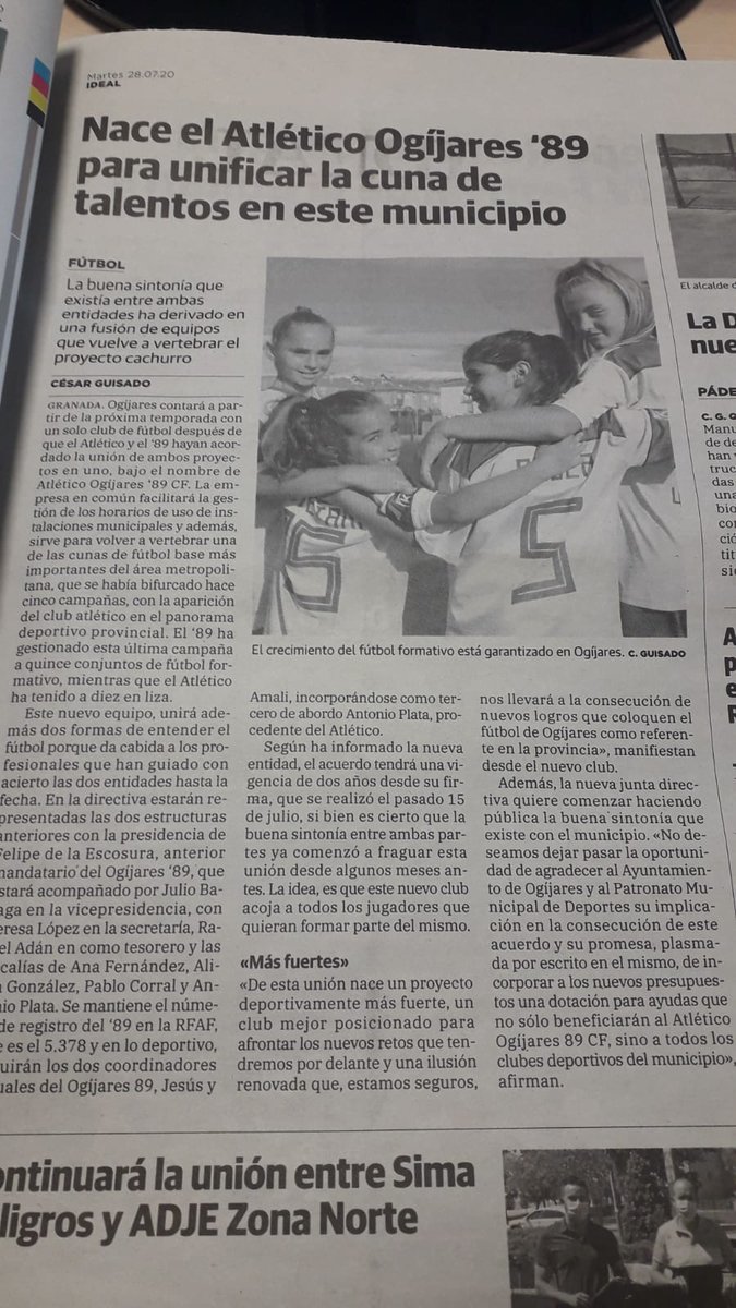 AtOgijaresCF's tweet photo. Hoy somos noticia en @ideal_granada de la mano de @CesarGuisado https://t.co/SrUs8OgMGA