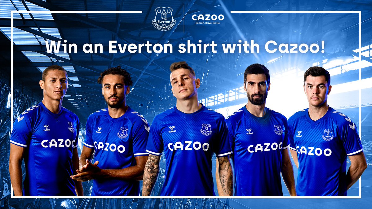 CazooHelp's tweet image. Win an @Everton shirt with Cazoo 💙

Simply retweet this post and follow our page! 

Five prizes up for grabs - winners can choose either a first team home, goalie or kids shirt. 

Entries close at 5pm 28.08.20 | T&amp;amp;Cs Apply. 

#Everton #Competition #EFC