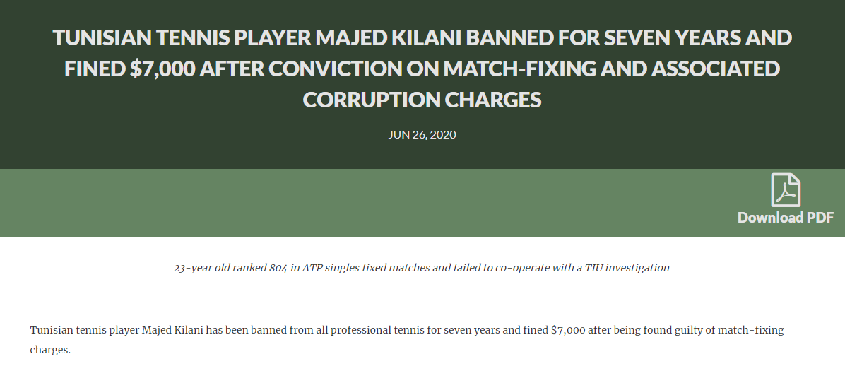 Carretero77's tweet photo. I have been writing (here and with online articles) about how deep match-fixing was in lower level of tennis for years, pretty much ignored.

Last Tennis Integrity Unit media releases involve:

- Tournament Director
- Umpire
- Coach
- Player

There is nothing much to add https://t.co/7ETInp34Ml