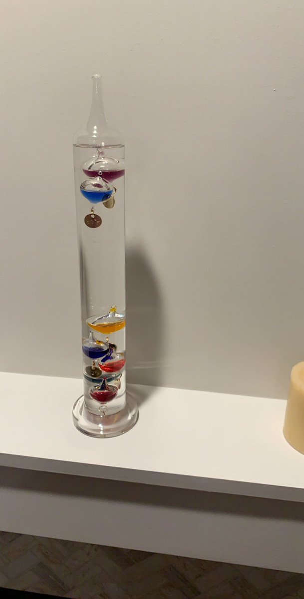 ArceGinnnaa's tweet photo. I was really excited about this Galilean thermometer I found at homegoods until Colton said it looks like a dildo and now I can’t unsee it https://t.co/8RunmXjGmE