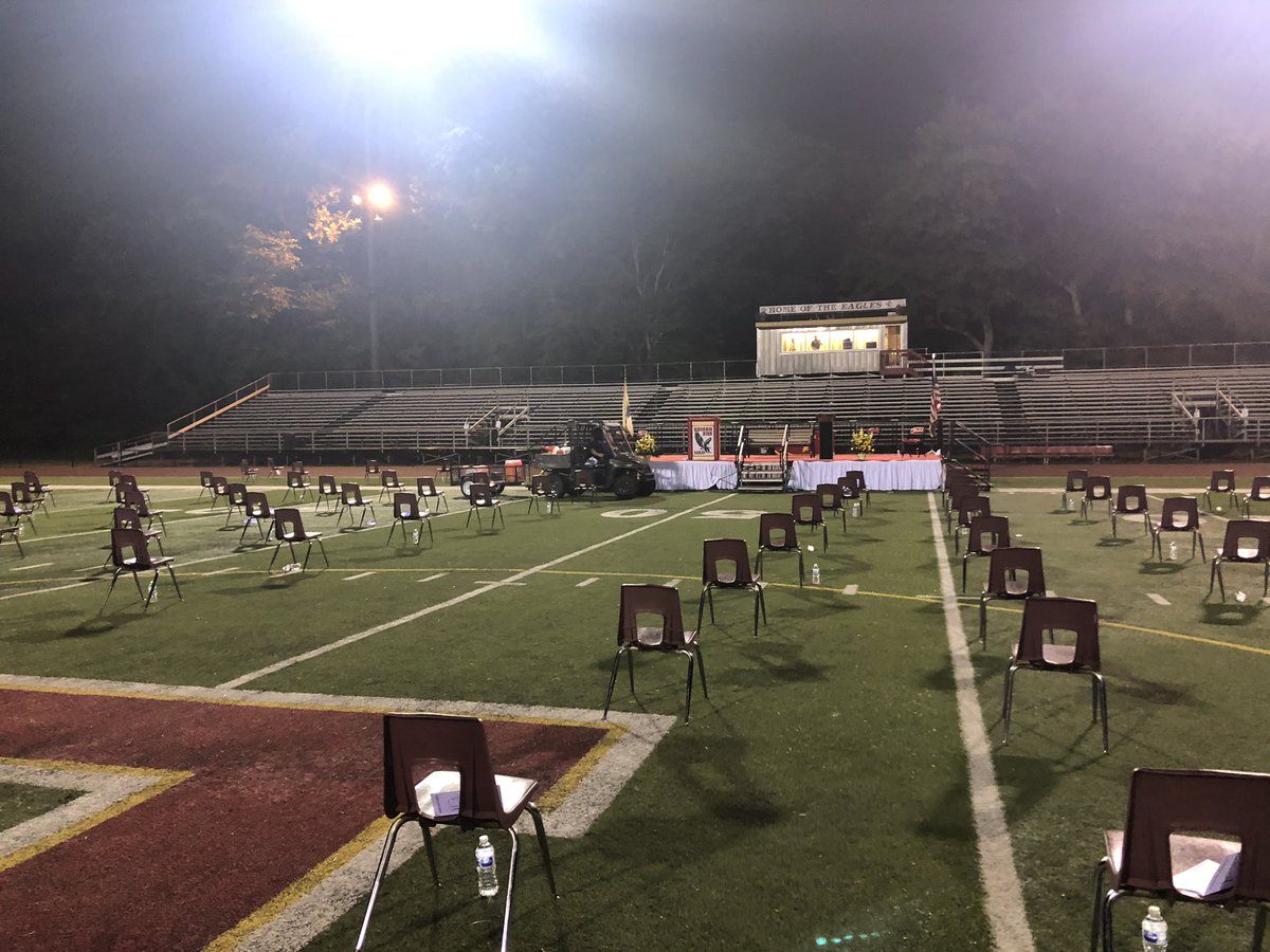 Edison_HS's tweet photo. All three done!  Loved grad under the lights!    Great job by all involved!  Malachi &amp; Stacey kept energy up all night!!!   Thanks for the bench!  Time to relax! @EHSPTSO @edisonhigh2020 https://t.co/b7viKRNUpm