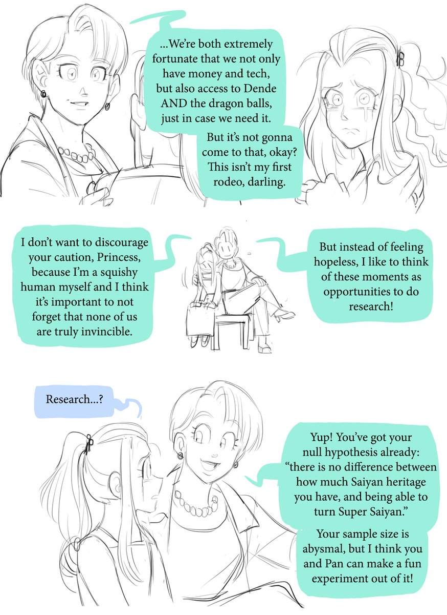 a_karaii's tweet photo. [dbz] Waaaayy too much dialogue, and the beginning of a plot?? Dun dun dun...
In other news, Bulma is a genius biomechanical engineer+applied physicist, why not throw in a casual honorary medical degree too hahaha 😂 https://t.co/LMtt8Cvr3W