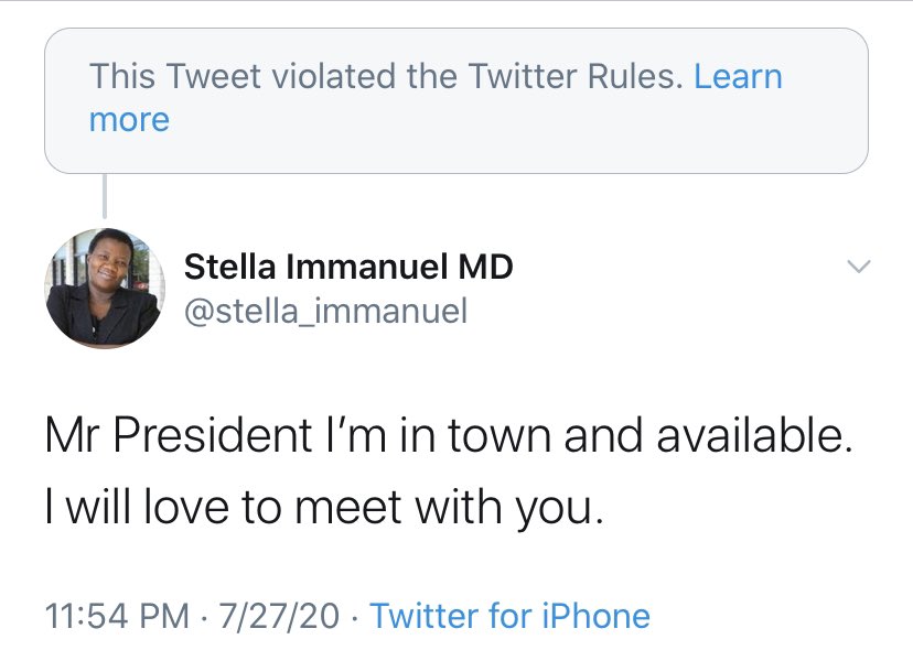 realJennaEllis's tweet photo. Twitter just censored and removed @stella_immanuel’s words about #COVID19 #CovidCure #hydrochloroquine because President @realDonaldTrump retweeted it. https://t.co/r4fdMJ1vJW