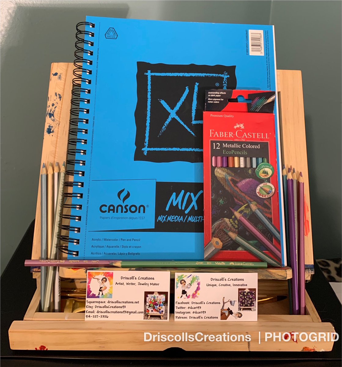 dcart93's tweet photo. 🎨🎉👩🏻‍🎨 #easel #art #artist #artsupplies #colorful #cute #mini #metallicencils #fabercastell #cansonsketchbook #mixmedia #writer #jewelrymaker #artsandcrafts #businesscards #bossbabe #etsyseller #squarespace #aspiringentrepreneur https://t.co/CnaADO1Uuj