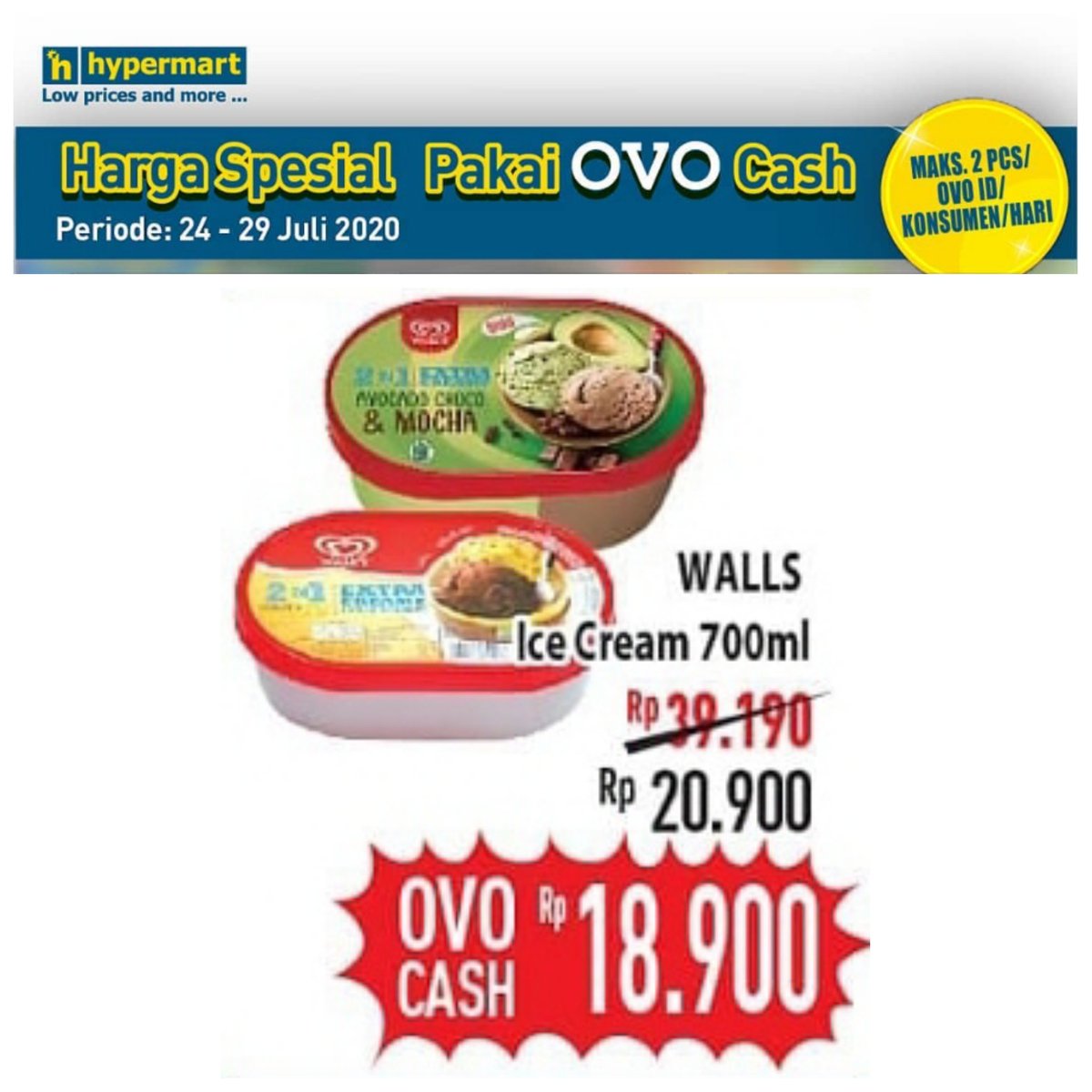 HypermartP's tweet image. Untuk anda pelanggan setia penikmat Ice Cream,
kini Wall's ice Cream Extra Creamy Neopolitan 700 ml Harga normal Rp 39.990 kini Promosi murah banget pelanggan setia dengan pembayaran menggunakan Ovo Cash
Hanya Rp 18.900 saja

#promo #promokoran #hypermartpakuwon