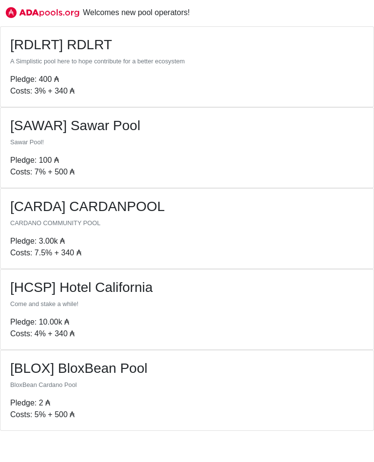 adapools_org's tweet photo. https://t.co/DFC3ogAawe welcomes new pools!

 #RDLRT #RDLRT #SAWAR #Sawar Pool #CARDA #CARDANPOOL #HCSP #Hotel California #BLOX #BloxBean Pool #JALZ #JALZ POOL #cardano $ADA 
 👉 https://t.co/py7xEJTVG3 👈 https://t.co/m83lxLlsu1