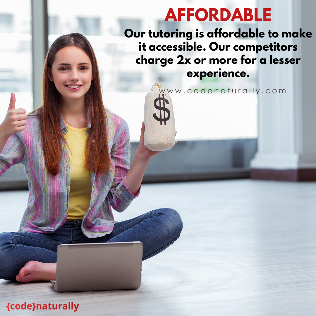 CodeNaturally's tweet image. Affordable
Our tutoring is affordable to make it accessible. Our competitors charge 2x or more for a lesser experience.
Try Code Naturally Tutors Get in touch today 
codenaturally.com
 .
 .
 . #coding #programming #learncoding #developer #code #python #coder #javascript