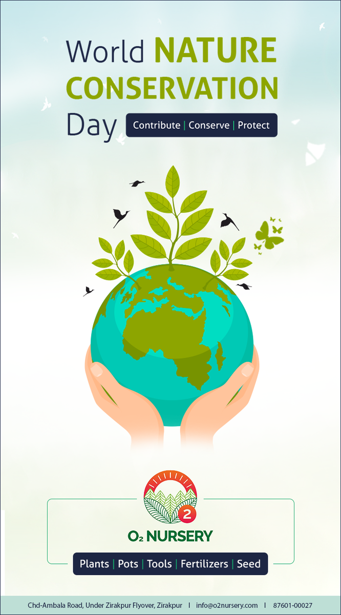 O2Nursery's tweet photo. Nature is a miracle we depend upon.
Let's protect it. Let's nurture it.
28 July | World Nature Conservation Day
#O2Nursery #WorldNatureConservationDay
#ProtectNature #ProtectEarth #ClimateChange #SavePlanet https://t.co/eWBbq4n6v5
