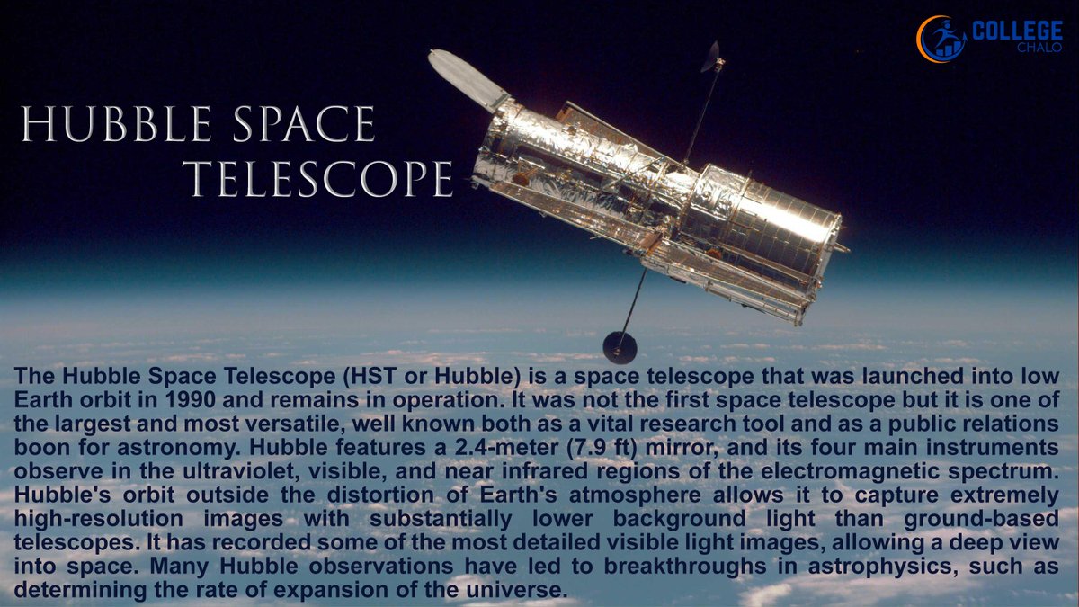 College_Chalo's tweet photo. Interested in space news?
Click on the link to get more of it.
https://t.co/V4GIa7wkp7
#HubbleSpaceTelescope #Space #Telescope #lowerearthorbit
#CollegeChalo #NASA #ISRO https://t.co/s78Uh7hVS4