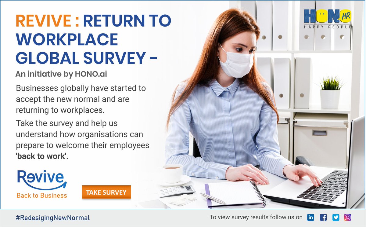 ConnectWithHono's tweet photo. Is the workforce geared up to Return to the Workplace? Take this survey and help organizations prepare to welcome employees back, safely – https://t.co/5MibzXn9jQ
#COVID19 #employeesafety #newnormal #safenormal #employeeexperience #HRTech #BusinessContinuity #returntowork https://t.co/8HKJGc9LFu
