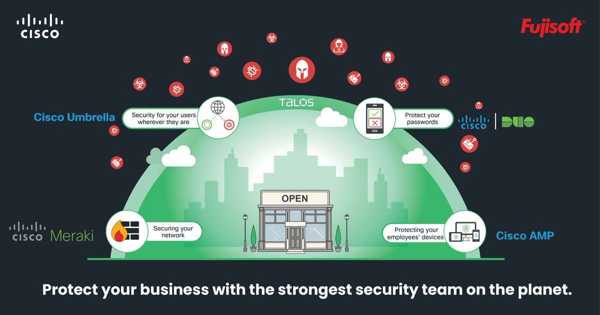 FujisoftT's tweet photo. Fujisoft can help you build your business. Contact us today to learn how #Cisco Security solutions work together to keep your employees safe and your business protected. Contact us now on +91 79044 91721 or email us at nikhil@fujisoft.in#ciscoumbrella #ciscoamp #ciscoduo https://t.co/odGBWdIYOC