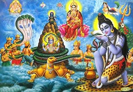 4. The popular association of Lord Shiva with snake is during churning of the ocean (Samdura Manthan). Shiva drinks the poison that came out of snake Vasuki, who was used as the rope in the churning. He is also named as Nilkantha with naag vasuki around his neck4/n