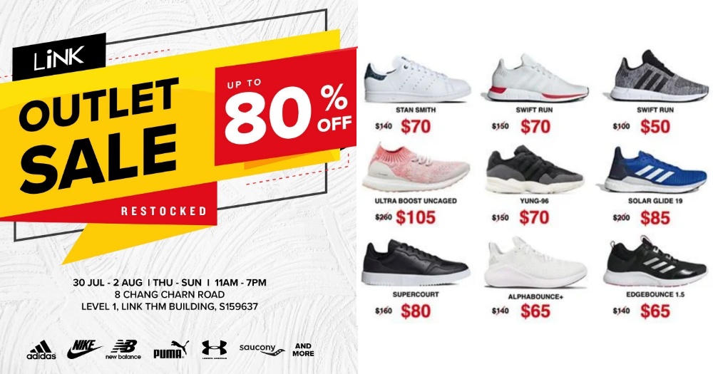 instalaciones carolino Prisionero de guerra Mothership on Twitter: "Heavily-discounted Adidas, Nike &amp; Puma shoes at  Redhill outlet sale from Jul. 30 – Aug. 2: https://t.co/Ku0OIEWtn6  https://t.co/i5tJekRP4B" / Twitter