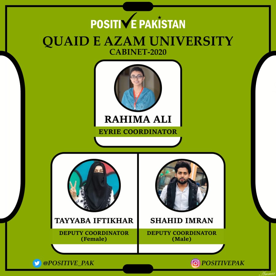 SyedOsamaKazmi2's tweet photo. We are absolutely delighted to announce our new Positive Pakistan Quaid-e-Azam University, Islamabad  Cabinet - 2020 in . 

#QAU
#NewCabinet
#PositivePakistanFoundation https://t.co/Zmmu7yRUex