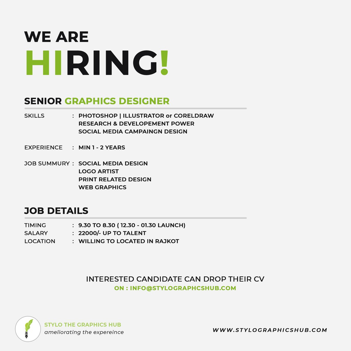HubStylo's tweet photo. We Are Hiring !
Drop your CV : 9687466415 https://t.co/ttWQxGXIxV