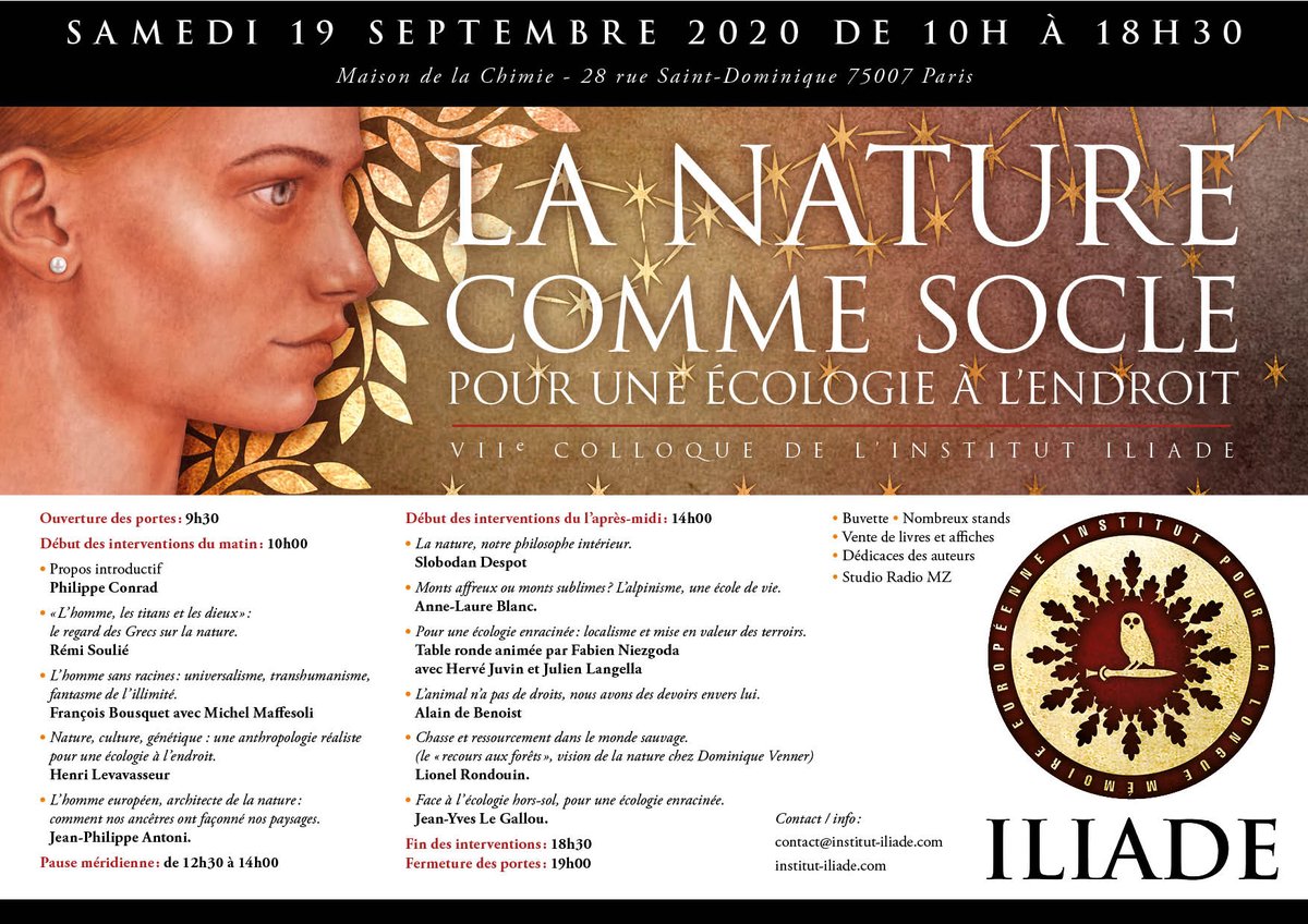 ✅Programme et inscription au #ColloqueILIADE
#LaNatureCommeSocle #Ecologie 

institut-iliade.com/2020-la-nature…