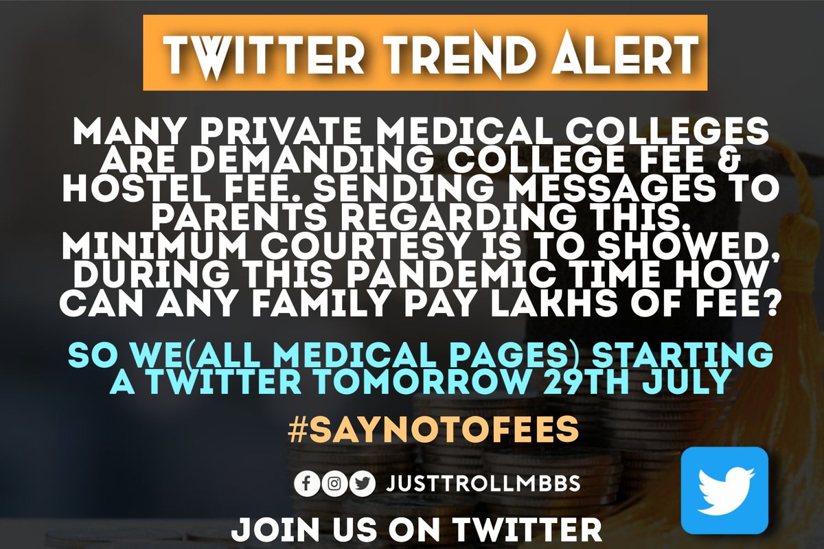 _DrJTM's tweet photo. Tomorrow #saynotofees
#justtrollmbbs @IMA_MSNIndia
@IMAIndiaOrg https://t.co/jUsuKKpcGM