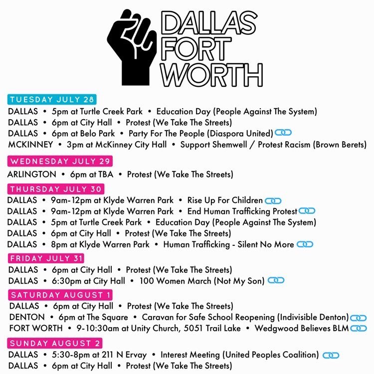 xolovenadia's tweet photo. Tuesday 7/28 DFW Protests 💖💖 Retweet! #dallasprotests #dallasprotest #NoJusticeNoPeace #protests2020 #protestdallas #dallaswontrest https://t.co/hHRr4txhWo