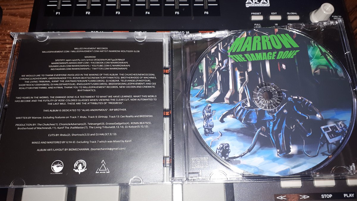 marrowraps's tweet photo. THE DAMAGE DONE drops Friday.
Available on your choice of digital/streaming platform - https://t.co/3Oe87z73yi thanks to the good people @4FingerDistro.
And on CD - https://t.co/8QuwMlJaHy
#milledpavementrecords #cinematicrhythmatics #twintornadoes #newcocoon https://t.co/qzfCOCx3DI
