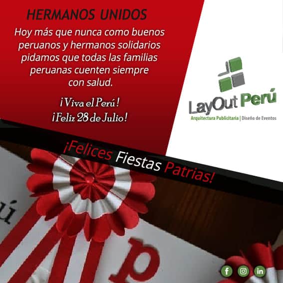 LayoutPeru's tweet image. Celebremos a nuestro Perú! País de guerreros , hoy más que nunca unidos y orgullosos de ser Peruanos.
Felices Fiestas Patrias y que Dios permita salud para nuestras familias.
PERU SALDREMOS DE ESTA !
#LayOutPeru 💯‼🇵🇪
#peruanoemprendedor
#PaisGuerrero🇵🇪🙌🏻
#FuerzaPeru💪🏻💪🏻💪🏻🇵🇪