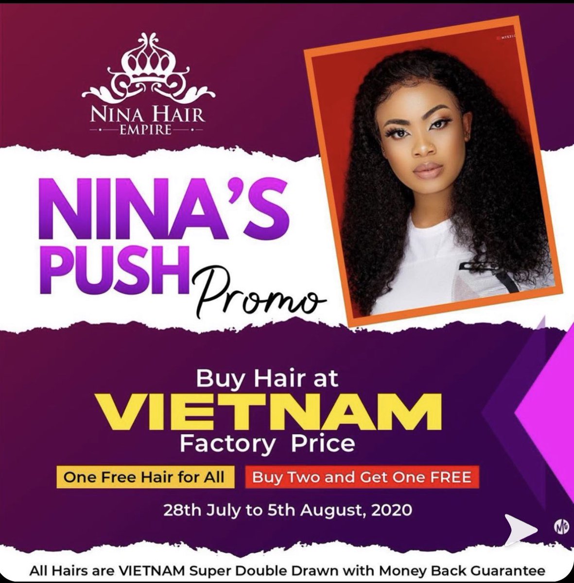 bloomyessence's tweet photo. Buy two get one free 💃💃
Hi guys , Nina empire @nina_empire
Promo  is starting today being the 28th , we sell the best hair and we are about to give you the  best deal .... 
are you ready???
Follow  @nina_empire and switch on your post notification https://t.co/UQeptFDUNC