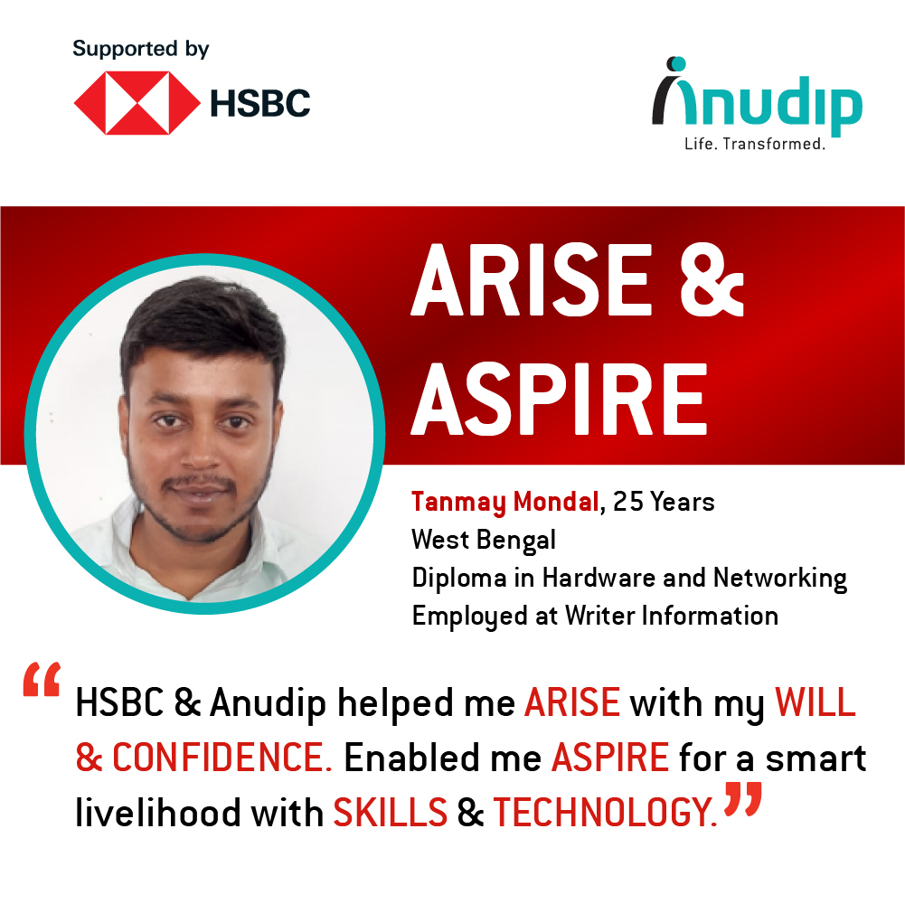 AnudipF's tweet photo. Congratulations to our #Alumnus Tanmay Mondol, for achieving a dream career despite tough financial conditions. You are an inspiration to many!
Connect: WhatsApp 8145111 444 or write to publicrelations@anudip.org #successstory #hardwarenetorking #smartjobs @HSBC https://t.co/w8GOvxXWBf