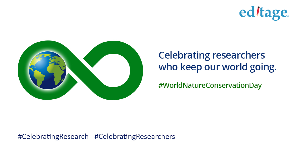 Editage's tweet photo. Celebrating #researchers working in the fields of #nature #conservation. Because our resources are not infinite. / More power to you! ๐
#WorldNatureConservationDay #CelebratingResearch #CelebratingResearchers #AcademicTwitter https://t.co/HkBzbECdGL