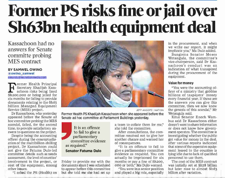 TIKenya's tweet photo. Former PS risks fine or jail over Sh63bn health equipment deal via @dailynation
@a4tkenya @SheiMasinde @philipnyakundi @MOH_Kenya @riet9t9 @Me_gitonga @skomu3 @winnie_shie https://t.co/j1tKrvD3fN