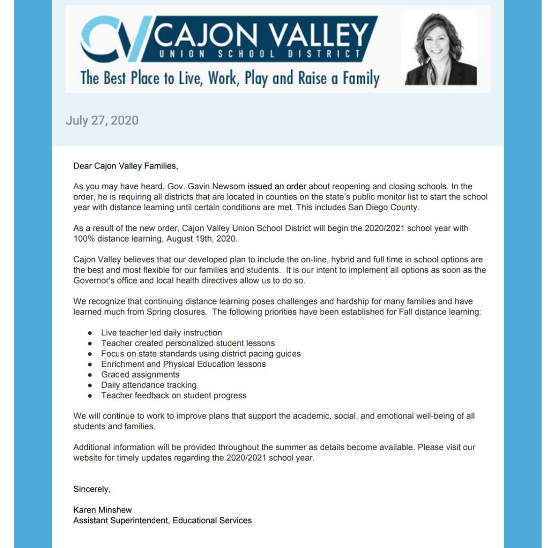 CajonValleyUSD's tweet photo. Latest update for the 2020-2021 school year. https://t.co/Qa0rpcrfUa