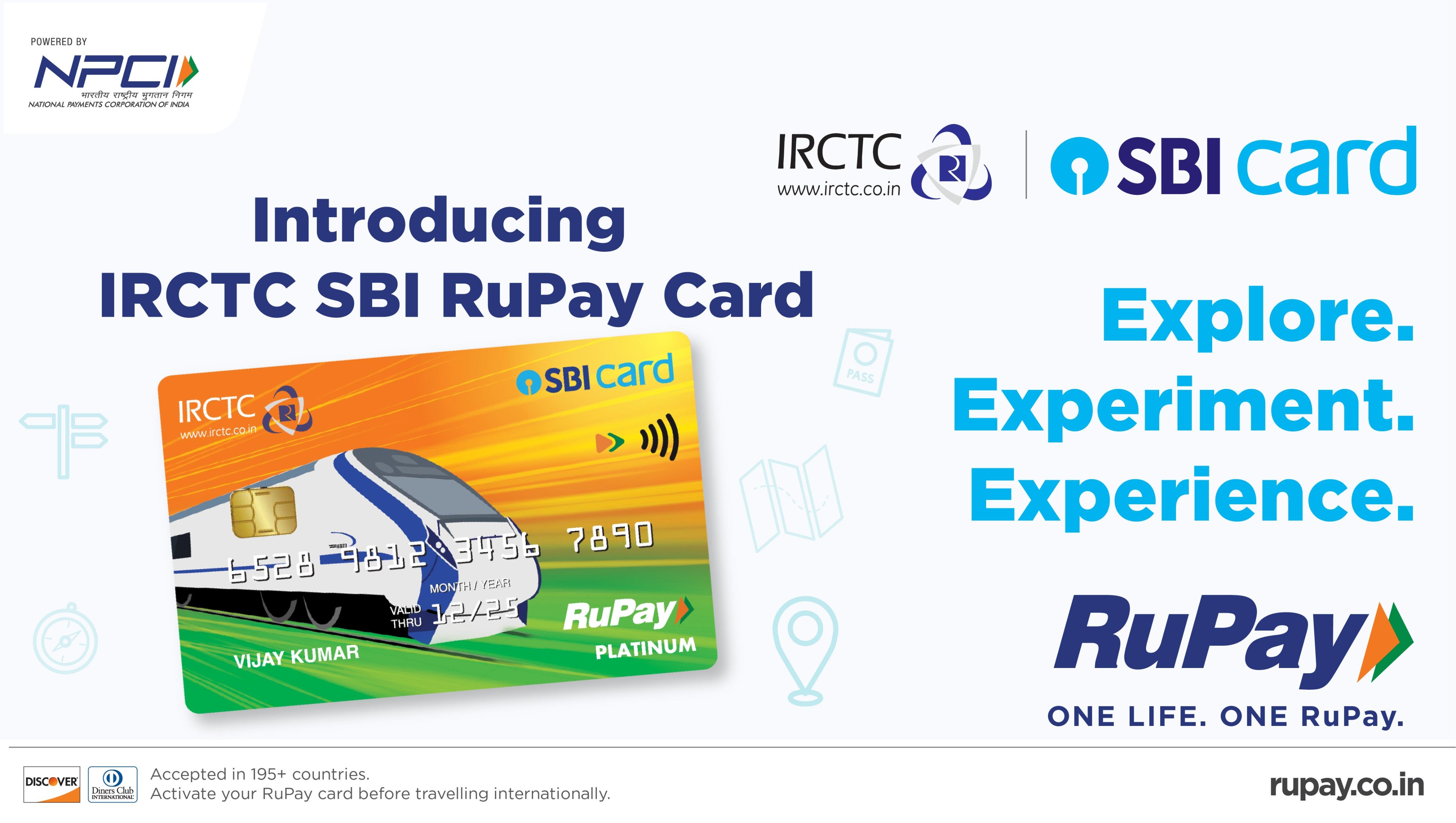 RuPay on Twitter: &quot;Prepare for an enriching and rewarding travel experience, with the IRCTC SBI RuPay card! Get your card today and explore, experiment and experience travel like never before! @IRCTCofficial @SBICard_Connect #