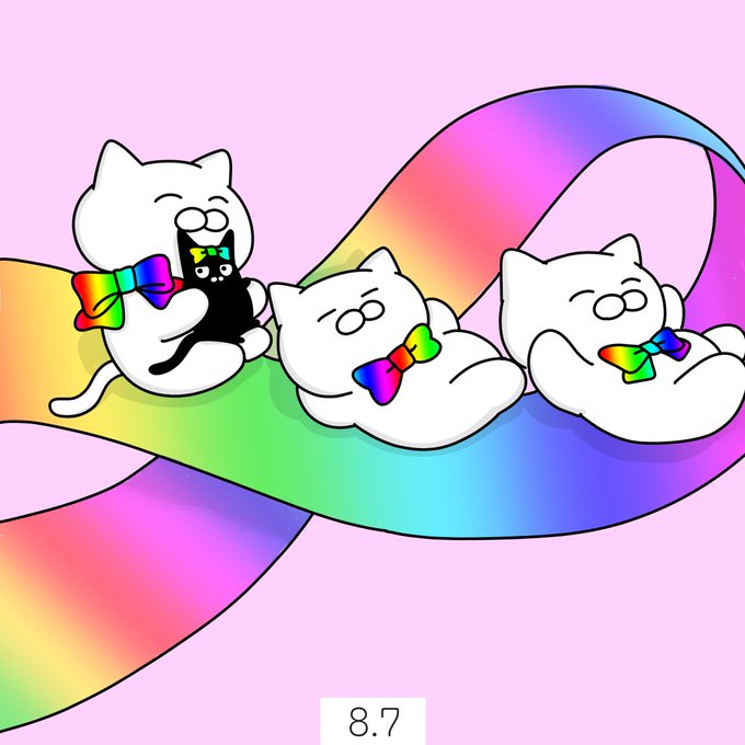 8月7日【RAINBOW RIBBON DAY】
保護猫・保護犬を亡くなるまで飼うことの大切さを伝え、里親への譲渡が進むことを願う日。猫・犬と里親の関係を虹色のリボンで結びついた希望の架け橋に例えたもの。
リボンが「8」に似ていることと、虹が7色からなることにちなんで制定されました。#RainbowRibbonDay 