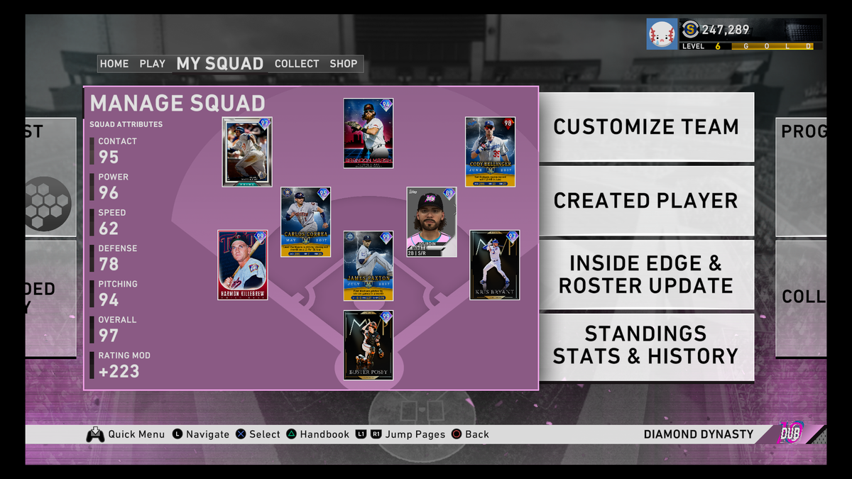 Dub10_'s tweet photo. Loving the team. Reached my highest RP of 742. Grind continues. #DiamondDynasty #MLB20 #Twitch #MLBTS20 #PS4share https://t.co/ixOok4MwA9