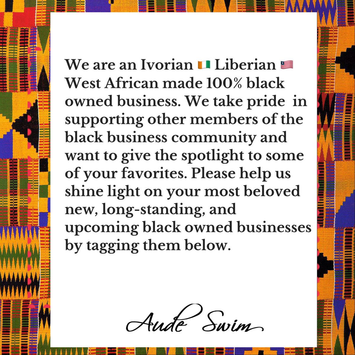AudeSwim's tweet photo. We want to hear from you!  Who are some of your favorite black owned businesses?
Tagg them below👇🏿👇🏾
#blackownedbusiness #buyblack#SupportBlackBusinesses https://t.co/npygnCGFq1