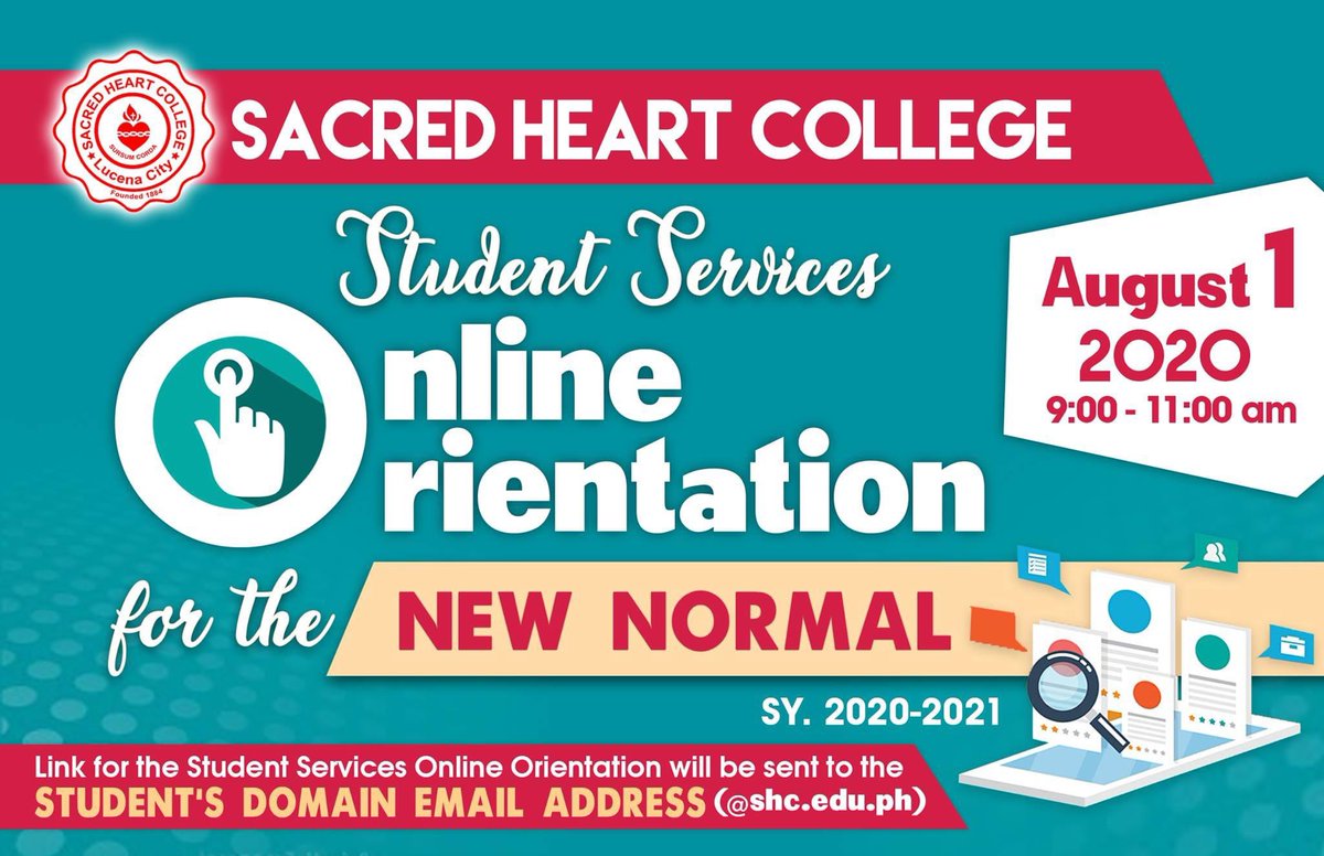 SHC_SHEC's tweet photo. ANNOUNCEMENT: Sacred Heart College will conduct an Online Orientation for the New Normal S.Y. 2020-2021.

Details of the orientation are stated below. See you there! ❤️🤍 https://t.co/m48DVNVQvq