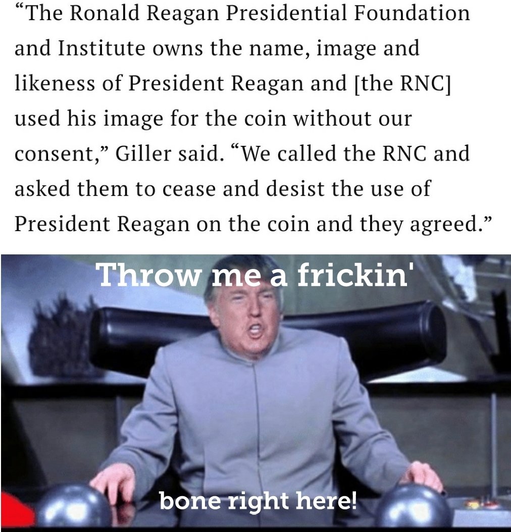 😆🤣😂 Now the Reagan Foundation has ordered a cease and desist.  Who's next?
