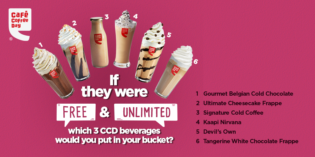 CafeCoffeeDay's tweet photo. This one’s going to be hard, but just for fun tell us 3 of your most favourite CCD beverages in the comment section!
#CafeCoffeeDay #CCDBeverages #coffeelove #CCDfavourites #coffeetime #frappe #coldcoffee https://t.co/naotAaSeNM