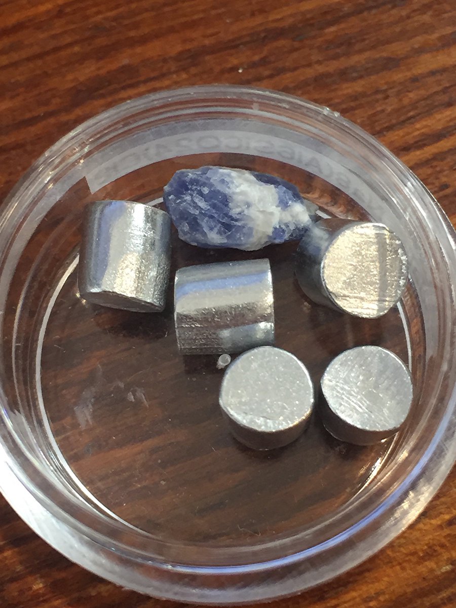 Aluminium  #elementphotos. Blue mineral is sodalite (Na8(Al6Si6O24)Cl2.