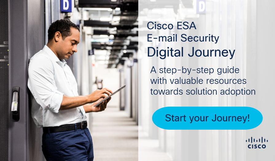 CiscoCommunity's tweet image. Securing your e-mail gateway starts with one single-click towards adoption. Set up acceleration with your step-by-step guide. cs.co/6017GkwIc Start your Cisco E-mail Security Digital Journey now!  #CiscoCX #DigitalJourneys #CiscoESA #CiscoSecure #cybersecurity