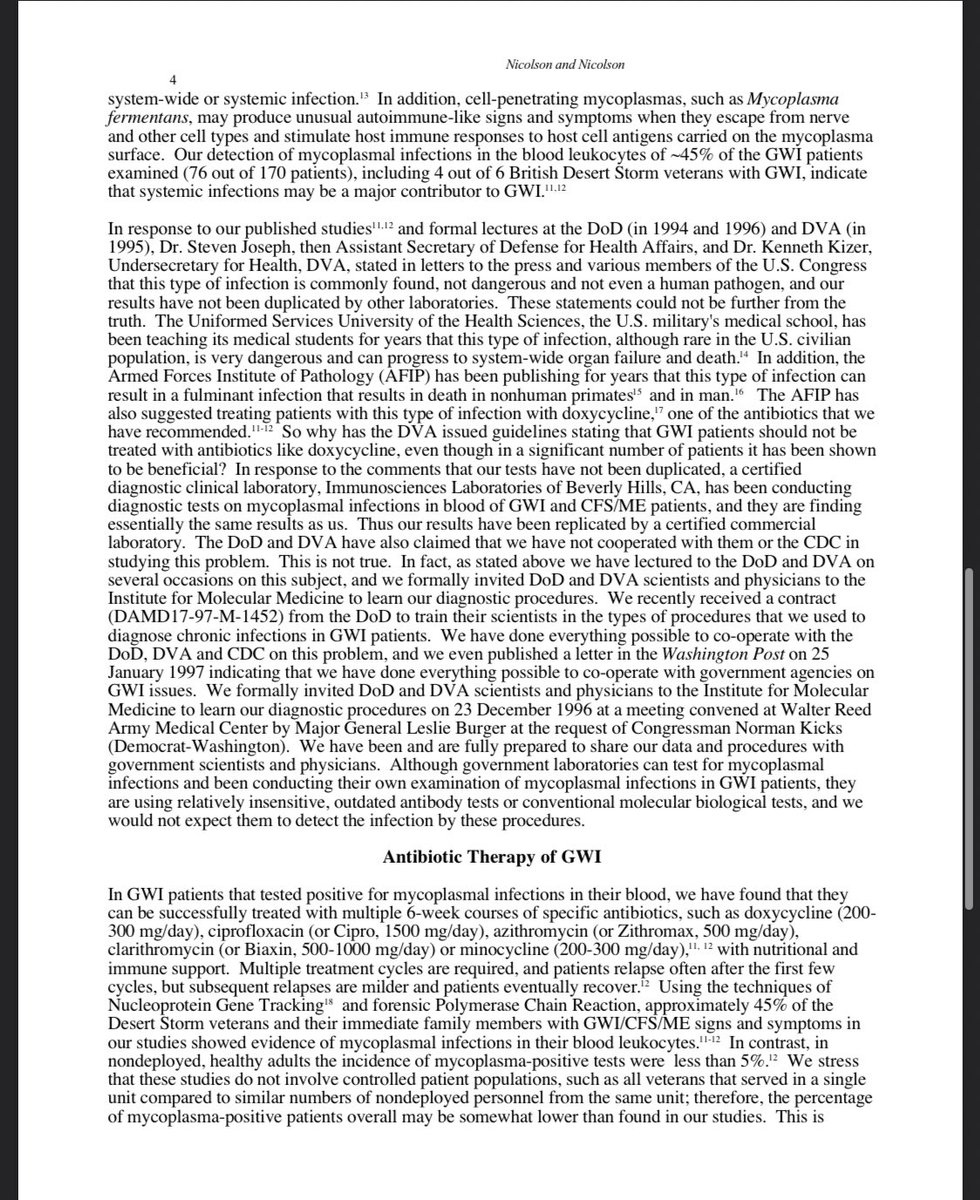 Aquí está el trabajo de Nicolson en PDF.  https://www.researchgate.net/profile/Garth_Nicolson/publication/13651853_Gulf_War_illnesses_Complex_medical_scientific_and_political_paradox/links/0912f5140cad030249000000/Gulf-War-illnesses-Complex-medical-scientific-and-political-paradox.pdf?origin=publication_detail