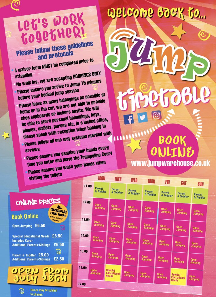 jumpyarmouth's tweet photo. WE ARE OPEN TODAY

Can’t tell you how good it feels to write this post

We have made certain the Warehouse is fully COVID compliant, we have limited numbers jumping, lowered music, but still the same 55 run filled trampolines to jump on.

Book online at 
https://t.co/tCyDq4f8D4 https://t.co/TX2VaMNN3t