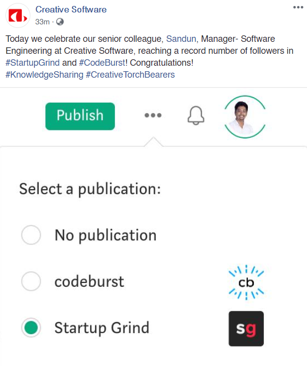 CreativeSoftLK's tweet photo. Today we celebrate our senior colleague, @SandunWeerasin3, Manager- Software Engineering at #CreativeSoftware, reaching a record number of followers in #StartupGrind and #CodeBurst! Congratulations!
#KnowledgeSharing #CreativeTorchBearers
https://t.co/6PQWQHqBzt https://t.co/Rk9W9gR8qw