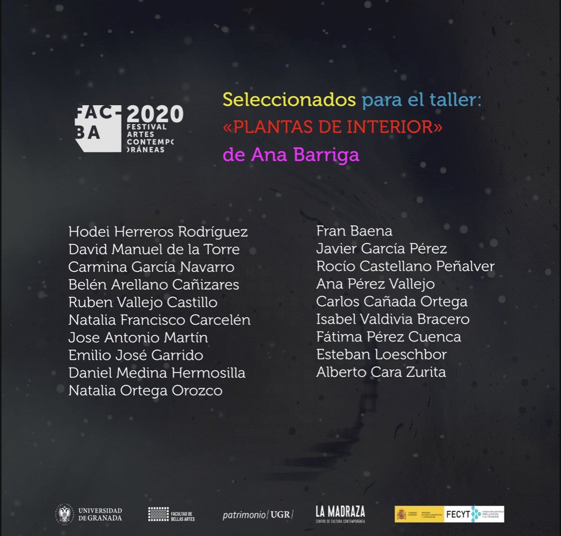 🔵Ya disponible la lista de seleccionados para el taller “Plantas de interior” de Ana Barriga. Toda la información en: facba.info/ana-barriga/