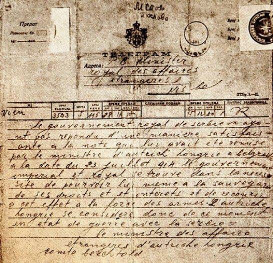 Vandaag is het 106 jaar geleden dat de  #EersteWereldoorlog uitbrak. De Oostenrijkse-Hongaarse dubbelmonarchie verklaarde met een telegram op 28.07.1914  #Servië de oorlog en uren later werd  #Belgrado gebombardeerd. Zie:  https://www.fabian-vendrig.eu/serbia/on-this-day-28-07-1914-the-first-bombs-on-belgrade-the-start-of-wwi/