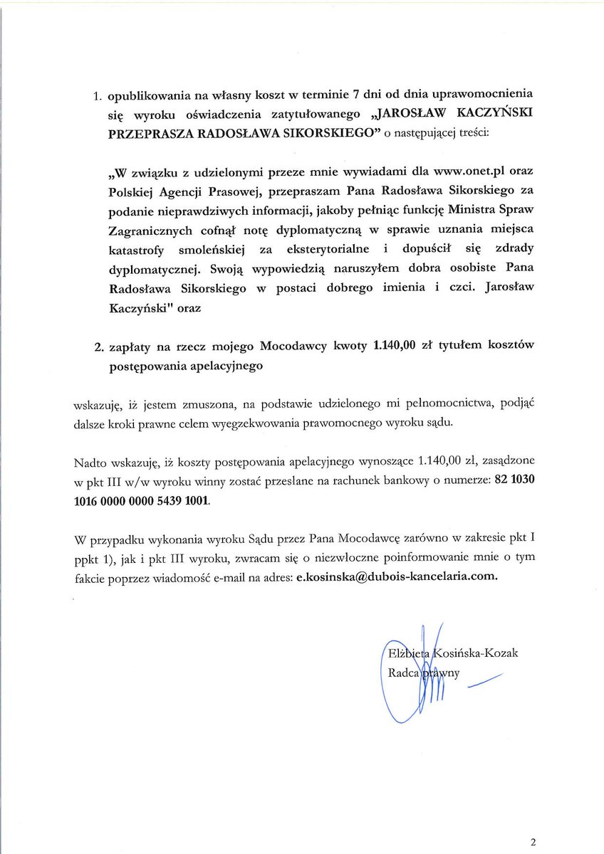 Skoro Kaczyński ma w nosie prawomocny wyrok, to może jego adwokat go przekona?  Proszę o RT dla #JarekPrzeproś