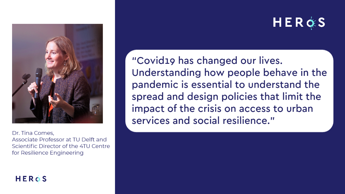 HERoS_EU's tweet photo. Through the #BehaviouralModelling work of @tinacomes and her team of @tudelft, #HERoS_EU provides #robust #decision support for the #Covid19 spread by understanding &amp; #modelling the impact of local behaviour on the spread of the disease. #MyEUResearch #TheNetherlands @EU_H2020 https://t.co/eX4FhpWREG