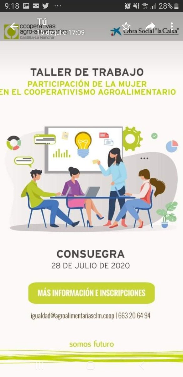 Hoy la cooperativa Cristo del Prado participa en el taller organizado por <a href="/CoopAgroCLM/">Cooperativas Agro-alimentarias Castilla-La Mancha</a> junto a la <a href="/FundlaCaixa/">Fundación ”la Caixa”</a> desde la obra social "la Caixa" a cerca de la participación de la mujer en el Cooperativismo agroalimentario