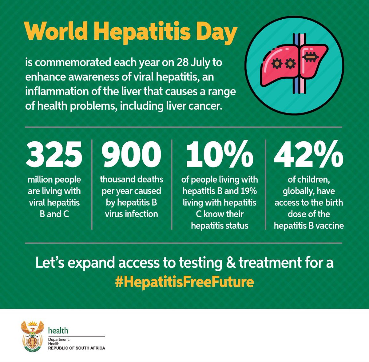 Today is World Hepatitis Day 
Let’s expand access to testing & treatment for a #HepatitisFreeFuture