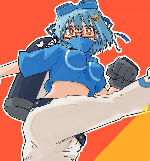これはskebで依頼していただいたリーサルリーグブレイズに出てくるジェットの格好したハンバーガーちゃんです 